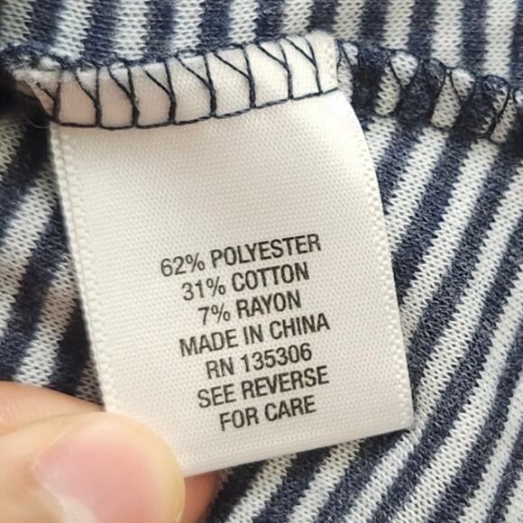 Sunday Heathered Blue Draped Cardigan with Striped Detail Inside- Size Large - Picture 4 of 6